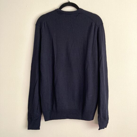 Uniqlo 100% Wool Crewneck Long Sleeve Sweater Mens Medium Navy Classic Preppy - Picture 6 of 8